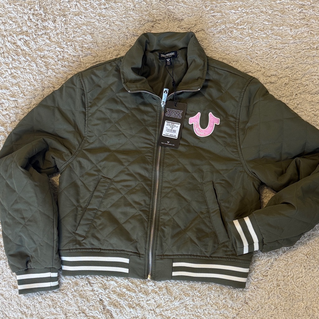 Nwt True Religion Green Quilted Puffer Jacket. Size M